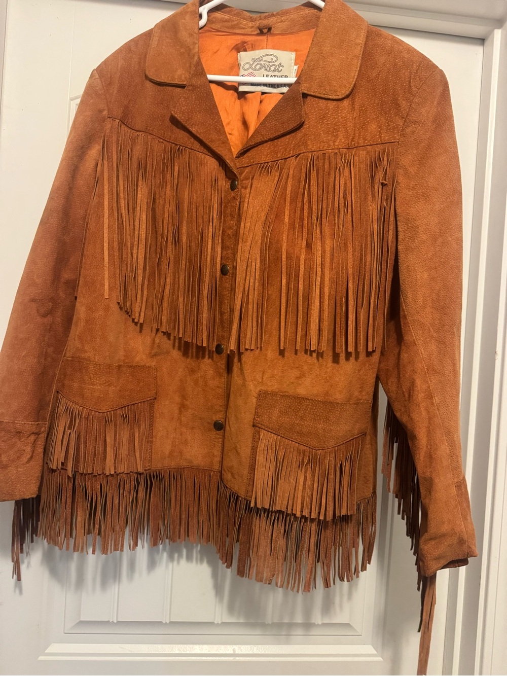 Lariat Women's Suede Leather Fringe Western Jacket Size Large Made In USA